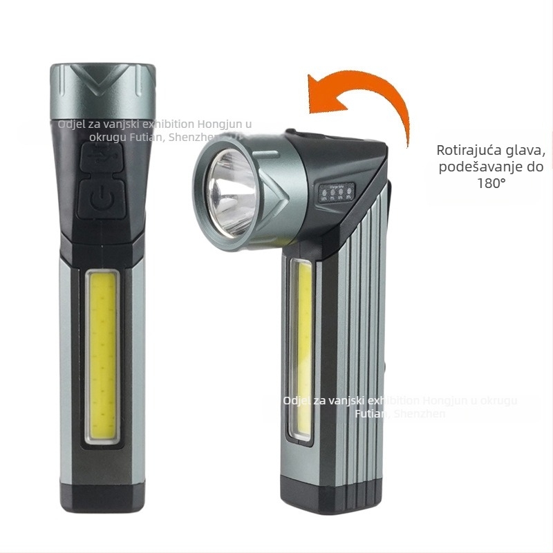 LED svjetiljka s USB punjenjem i magnetom za održavanje i inspekciju, 10W, 1000 lm, domet 100 m, 18650 baterija, IPX64 aluminijsko kućište