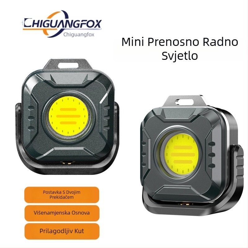 Mini vanjska kamp lampica s magnetskom COB LED, punjiva, 3.7V, 10W, lančić za ključeve