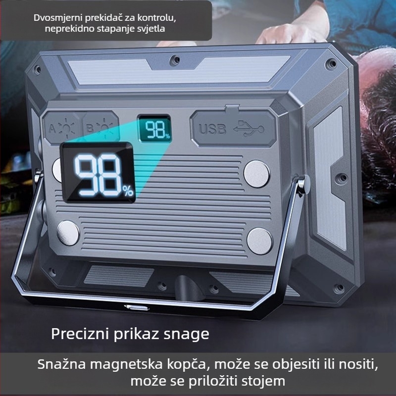 Snažna magnetska vanjska radna svjetiljka s punjivim LED-om, 50W, za popravke automobila i nužno osvjetljenje