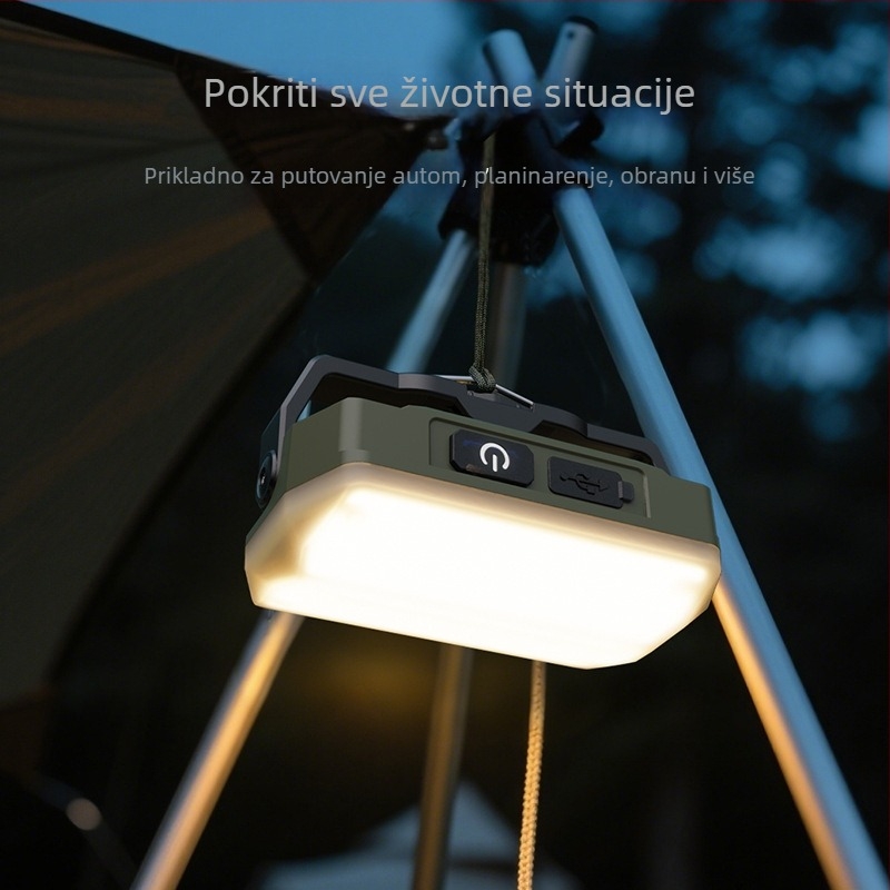 LED kamping svjetiljka, prijenosna, punjiva, dugotrajna baterija, magnetska baza, svjetlo za nužne situacije