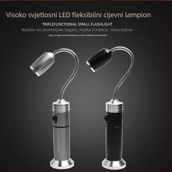 Ponovno punjiva LED lampa od 10W, aluminijsko kućište, 18650/AAA×3, 360° okret, magnetsko usmjeravanje, domet 200–500 m, za kampiranje, potragu i auto popravak
