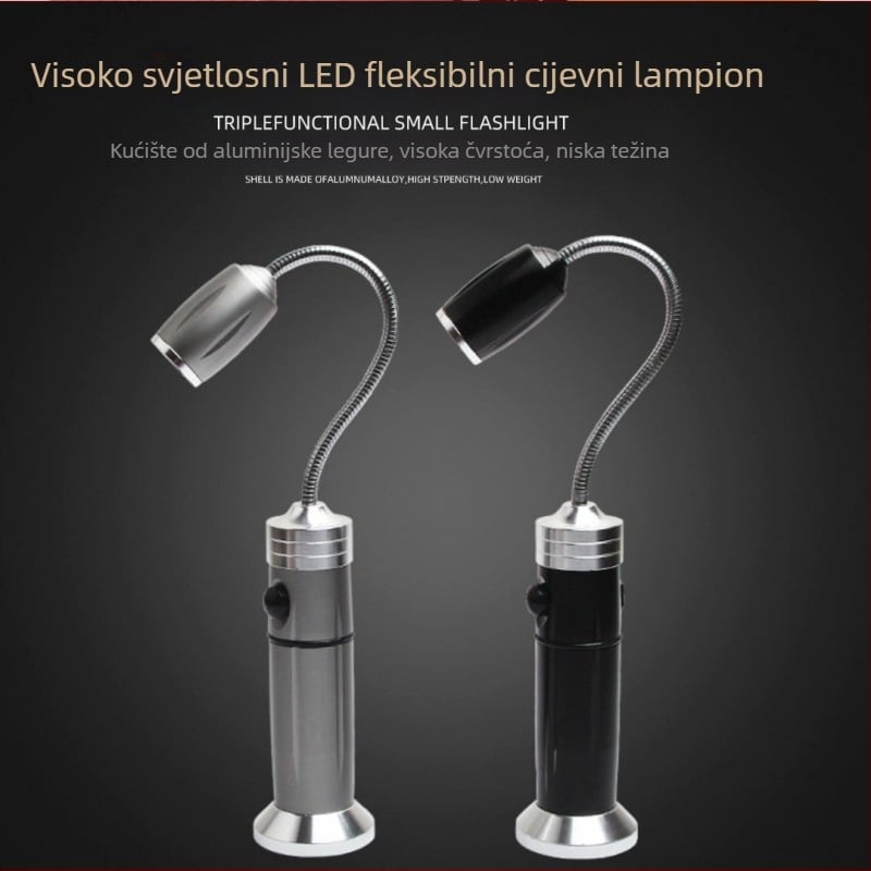 Ponovno punjiva LED lampa od 10W, aluminijsko kućište, 18650/AAA×3, 360° okret, magnetsko usmjeravanje, domet 200–500 m, za kampiranje, potragu i auto popravak
