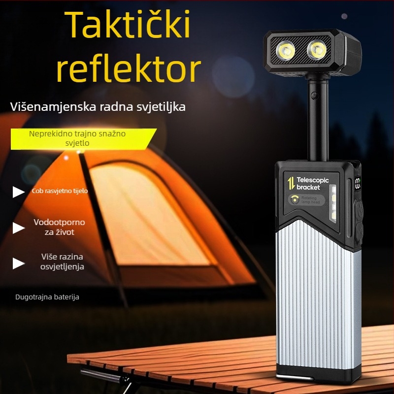 Višenamjenska proširiva kamping lampica s 270° rotacijom i magnetskim držačem, može se objesiti za nužnu i noćnu rasvjetu, punjiva LED