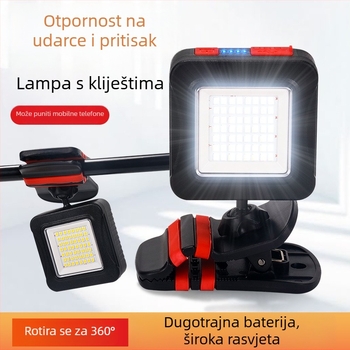 Klip LED radna svjetiljka s litijskom baterijom – prijenosna lampa za auto popravke i održavanje alata, 360° snop, podešavanje jačine svjetla