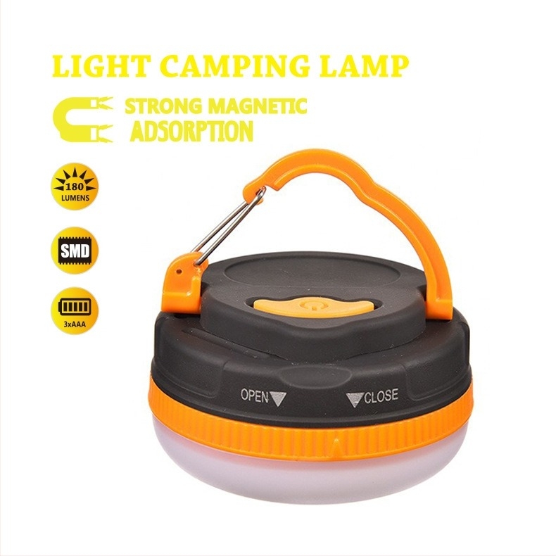 LED kamping lampa, napajanje baterijom, 3.7V, 3W, prekidač na gumb