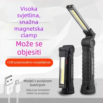 LED radna svjetiljka s USB punjenjem, sklopiva magnetska, 3V 3W, vanjska upotreba
