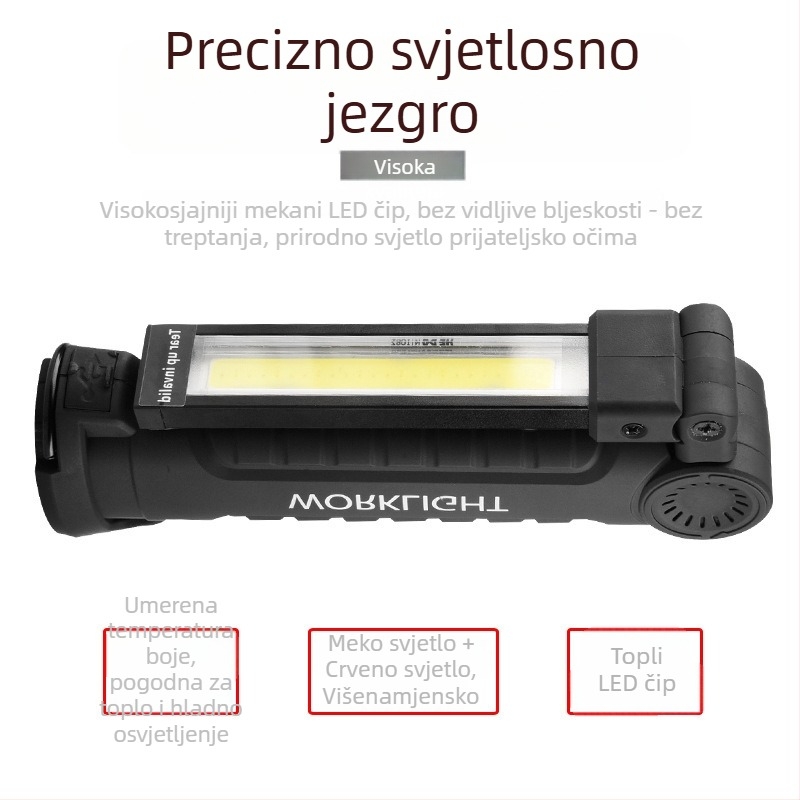 LED radna svjetiljka s USB punjenjem, sklopiva magnetska, 3V 3W, vanjska upotreba