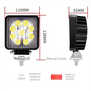 Automobilski LED spot – LED izvor, 12V, aluminijsko kućište, model work100, trajanje 50 000 h