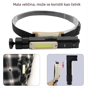 USB punjiva COB radna svjetiljka s magnetnom osnovom, aluminijsko tijelo, 1500 mAh, 10W, 90° sklapanje i 360° rotacija