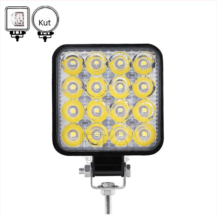 Mong Kok kvadratni LED reflektor za motocikle, 48W, 12V, 5000 lm, 6500K, Wj-work Light 48W
