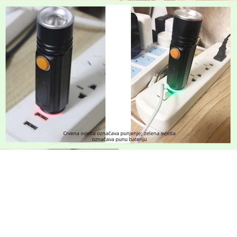 USB punjiva LED svjetiljka s T6+COB, 360° rotacija, 18650 baterija, domet 200–500 m