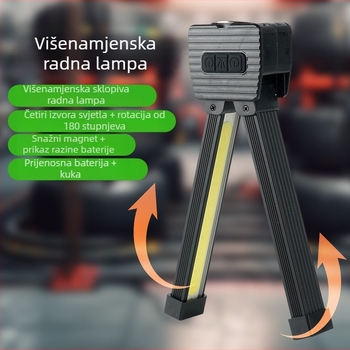 Višenamjenska punjiva COB radna svjetiljka s LED održavanjem, sklopiva magnetska lampica za auto i svjetlo za kampiranje