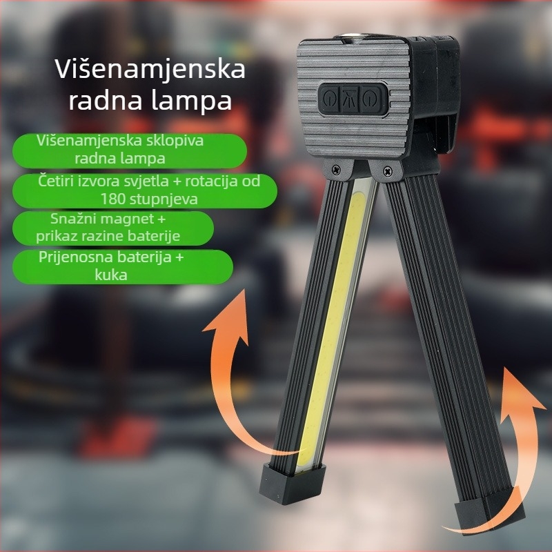 Višenamjenska punjiva COB radna svjetiljka s LED održavanjem, sklopiva magnetska lampica za auto i svjetlo za kampiranje