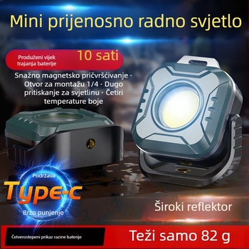 Kompaktna LED svjetiljka visoke svjetline, magnetska glava, višenamjenska nužna popravna svjetiljka, 360° rotacija, prijenosna kamping lampica