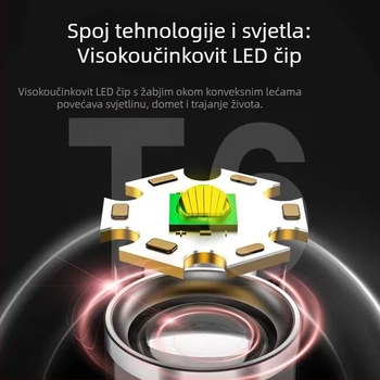 Aluminijska LED svjetiljka s teleskopskim zumom, USB punjenje, magnetsko radno svjetlo, LED+COB, 10W, domet 200-500 m