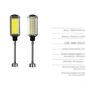 LED ručna radna svjetiljka za popravak automobila s COB LED (30W; 2x18650 Li-ion baterije; punjenje; domet do 50 m)