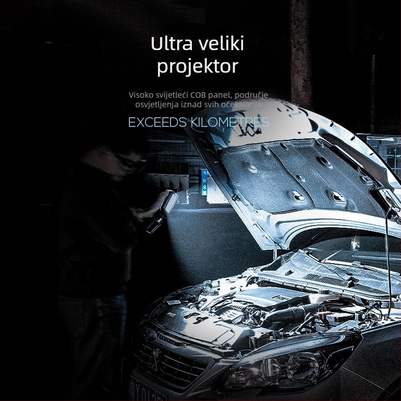 Ručna LED radna svjetiljka s snažnom magnetskom bazom za auto popravke i industrijsko održavanje; prijenosna, višenamjenska, ultra jaka svjetlost; domet 100