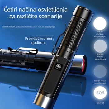 Višenamjenska L-oblika kutna LED svjetiljka, 10W, 1800mAh, USB punjenje, aluminijska legura