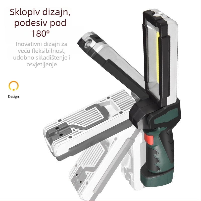 LED radna svjetiljka s magnetom, sklopiva, COB LED, 3W, 1500mAh baterija