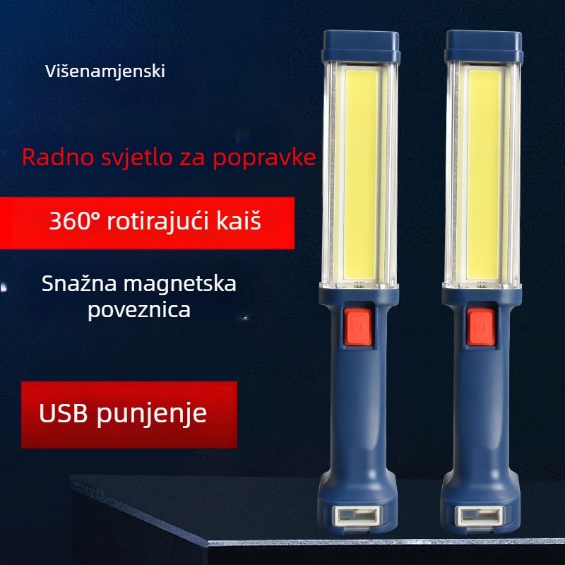 LED radna svjetiljka s magnetom, punjiva baterija 5200mAh, COB LED, 10W