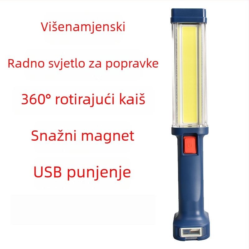 LED radna svjetiljka s magnetom, punjiva baterija 5200mAh, COB LED, 10W