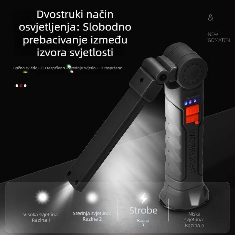 Sklopiva radna lampa s 360° rotacijom, SMD LED, za vanjsku hitnu održavanje