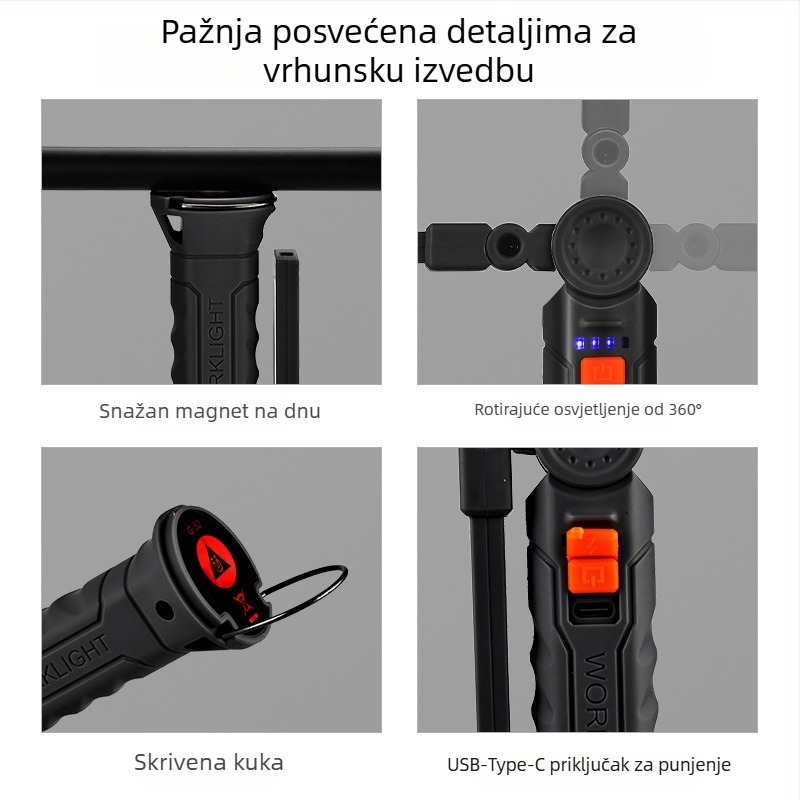 Sklopiva radna lampa s 360° rotacijom, SMD LED, za vanjsku hitnu održavanje