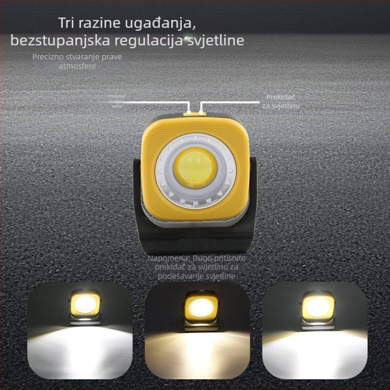 Vanjska kamp-lampa s Type-C punjenjem, LED radna svjetiljka, magnetsko pričvršćivanje i kukom, 5V 2.1W