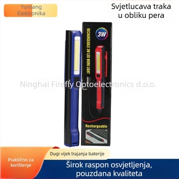 LED radna svjetiljka u obliku olovke, USB punjenje, ABS kućište, 3W, baterija 1800 mAh, klip i magnetsko popravljenje, domet do 500 m