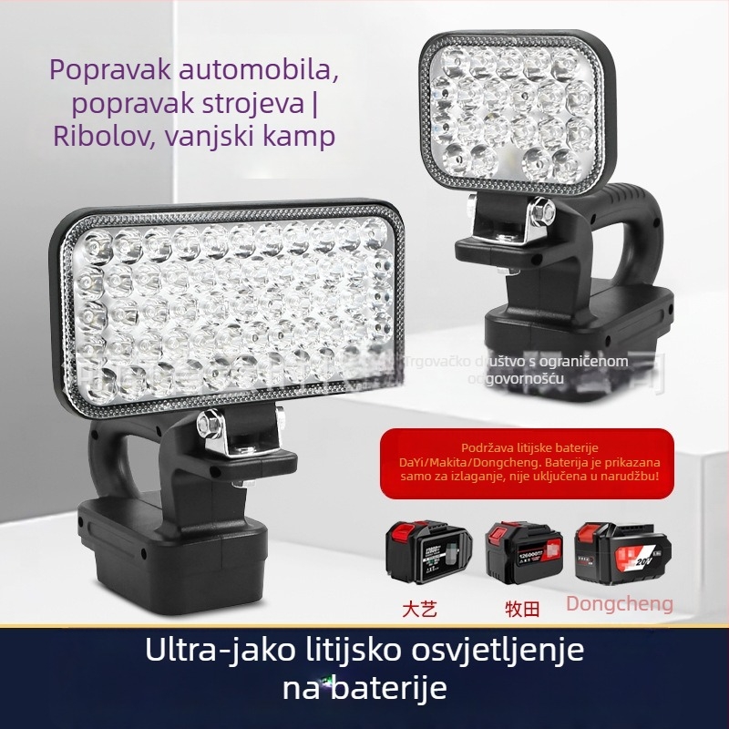 Prijenosna radna svjetiljka s litijskom baterijom, nužno osvjetljenje i kampersko osvjetljenje, u više veličina