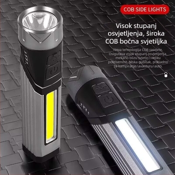 Višenamjenska LED baterija s 360° rotacijom, magnetsko inspekcijsko svjetlo, prijenosna ručna radna svjetiljka s USB punjenjem, 10 W, 1200 mAh