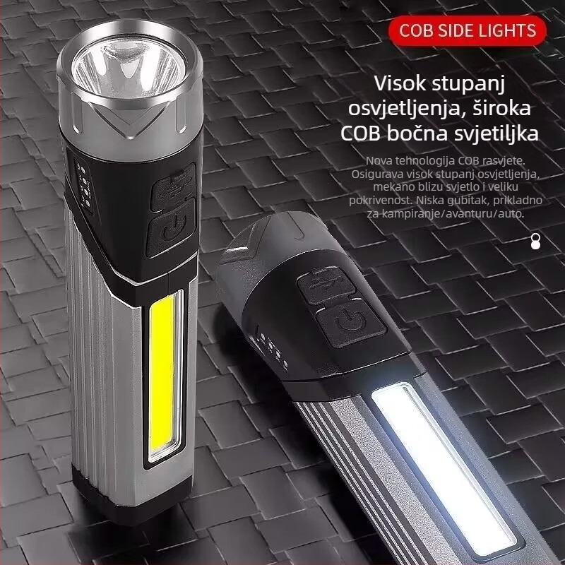 Višenamjenska LED baterija s 360° rotacijom, magnetsko inspekcijsko svjetlo, prijenosna ručna radna svjetiljka s USB punjenjem, 10 W, 1200 mAh