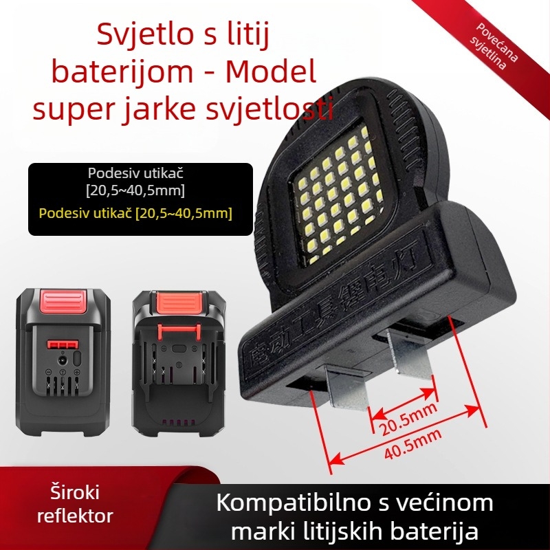 LED prijenosno radno svjetlo s litijskom baterijom za kampiranje i popravke, universalna kompatibilnost alata, 21W LED, 85V, 300mA, 30 000 h, 300 lm