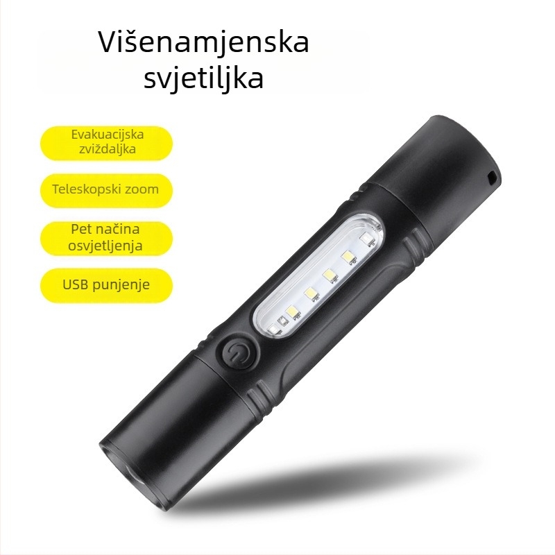 LED bočni fenjer — 10W, vodootporan na kišu, mini radni fenjer, baterija 600 mAh, otporan na padove, zviždaljka, višefunkcionalan