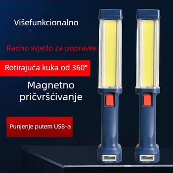 LED radna svjetiljka s jakim magnetom, 10W, 4000mAh punjiva, prenosna COB svjetiljka za popravke