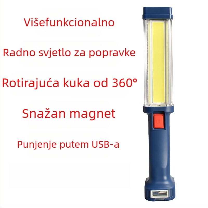 LED radna svjetiljka s jakim magnetom, 10W, 4000mAh punjiva, prenosna COB svjetiljka za popravke