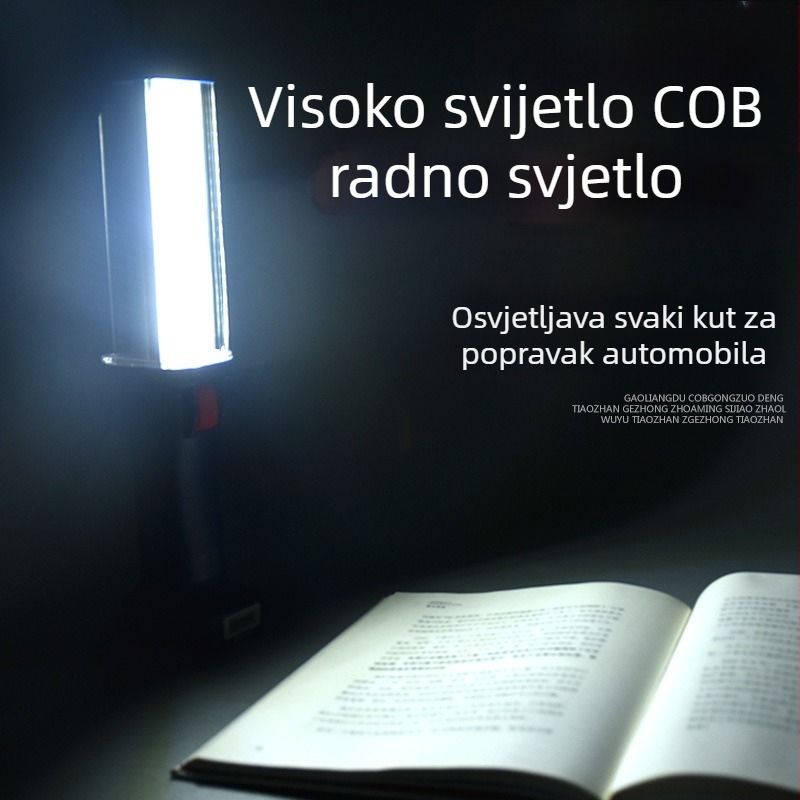 LED radna svjetiljka s jakim magnetom, 10W, 4000mAh punjiva, prenosna COB svjetiljka za popravke