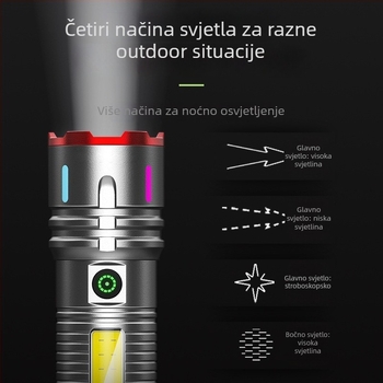 Prijenosna baterijska svjetiljka s bijelim laserom, 20W, 3600mAh, domet 200–500 m, trajanje baterije 4–6 h