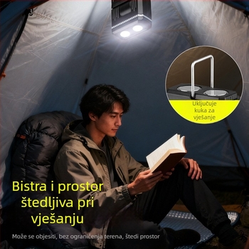 LED kamperska svjetiljka s klipom za olovku i magnetskim držačem — 10W, 1200mAh, ručni pogon, domet snopa 200–500 m