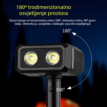 LED kamperska svjetiljka s klipom za olovku i magnetskim držačem — 10W, 1200mAh, ručni pogon, domet snopa 200–500 m