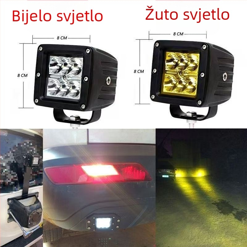 4-inčna 18W kvadratna LED radna svjetiljka za vozila, 12–24V, krovna i inspekcijska svjetiljka