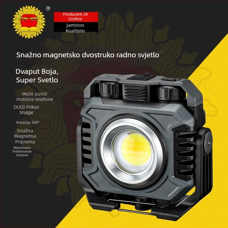 LED radna svjetiljka 10W, baterija 5000mAh, USB punjenje, prenosna s magnetnom bazom za kampiranje i fotografiju