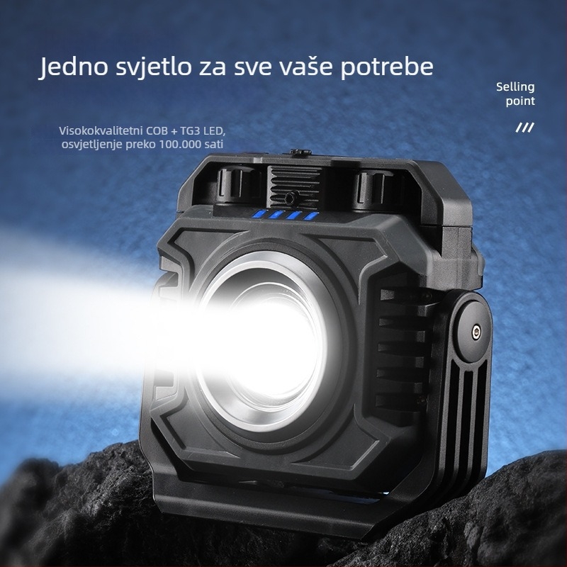 LED radna svjetiljka 10W, baterija 5000mAh, USB punjenje, prenosna s magnetnom bazom za kampiranje i fotografiju