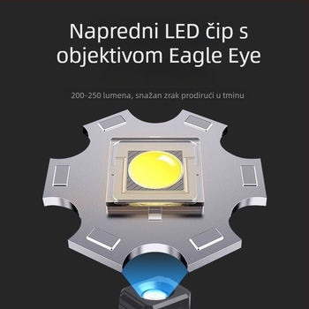 Višefunkcijska COB rotirajuća radna svjetiljka (na punjenje, LED, 350+ lm, 1200 mAh baterija, magnetska baza, kopča za kapu, domet 100–200 m)