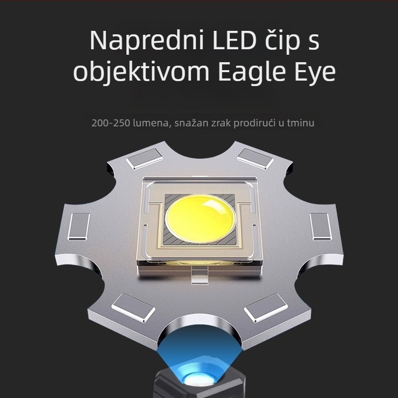 Višefunkcijska COB rotirajuća radna svjetiljka (na punjenje, LED, 350+ lm, 1200 mAh baterija, magnetska baza, kopča za kapu, domet 100–200 m)