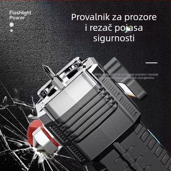 Automobilski sigurnosni čekić LED svjetiljka s magnetskom bočnom rasvjetom, ručni pogon, višenamjensko noćno osvjetljenje, 1200 mAh, 5 W, domet 100–200 m