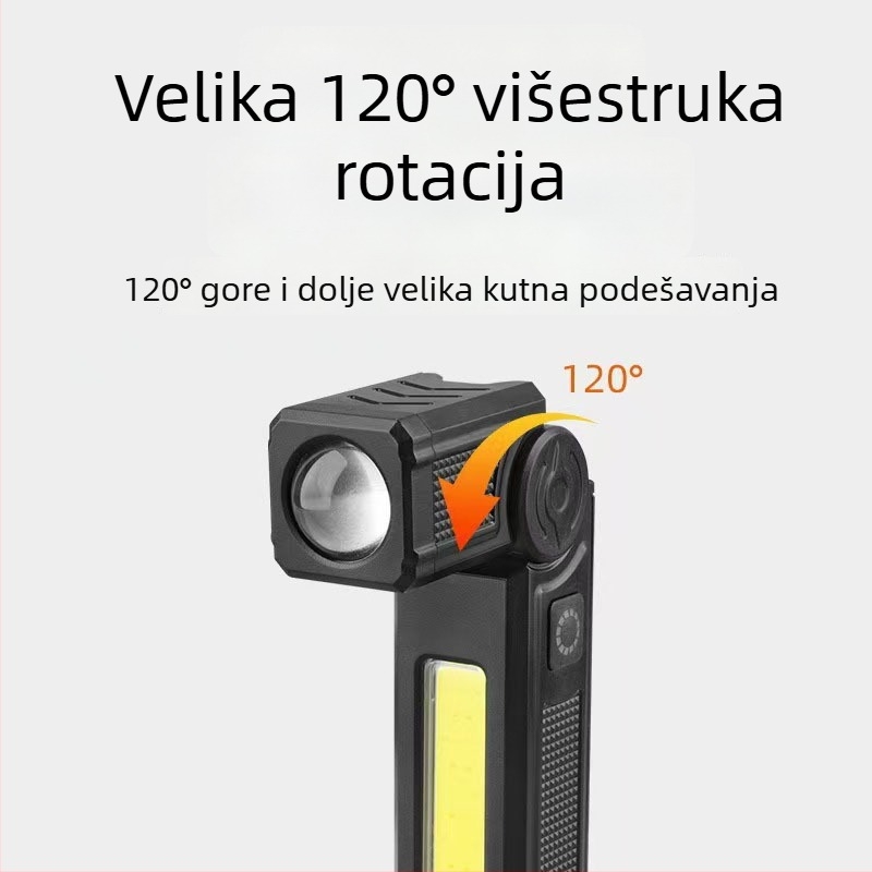 Automobilska radna svjetiljka s rotirajućom glavom, COB LED, punjiva, 5V, 230 lm