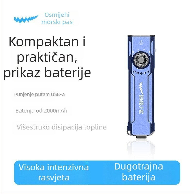 Taktičko pero sa svjetlom – Višenamjenski (aluminijska legura; LED; 2000 mAh; ponovno punjivo; domet 50–100 m)