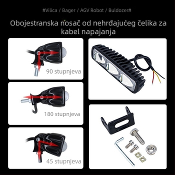 Svetlosna lampica s tri leće za viljušare – LED linearno svjetlo zone, indikator širine zone za AGV, model FL-328, 30W, 12-100V