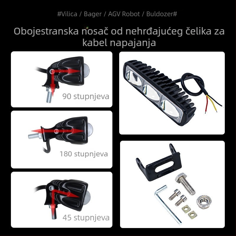 Svetlosna lampica s tri leće za viljušare – LED linearno svjetlo zone, indikator širine zone za AGV, model FL-328, 30W, 12-100V